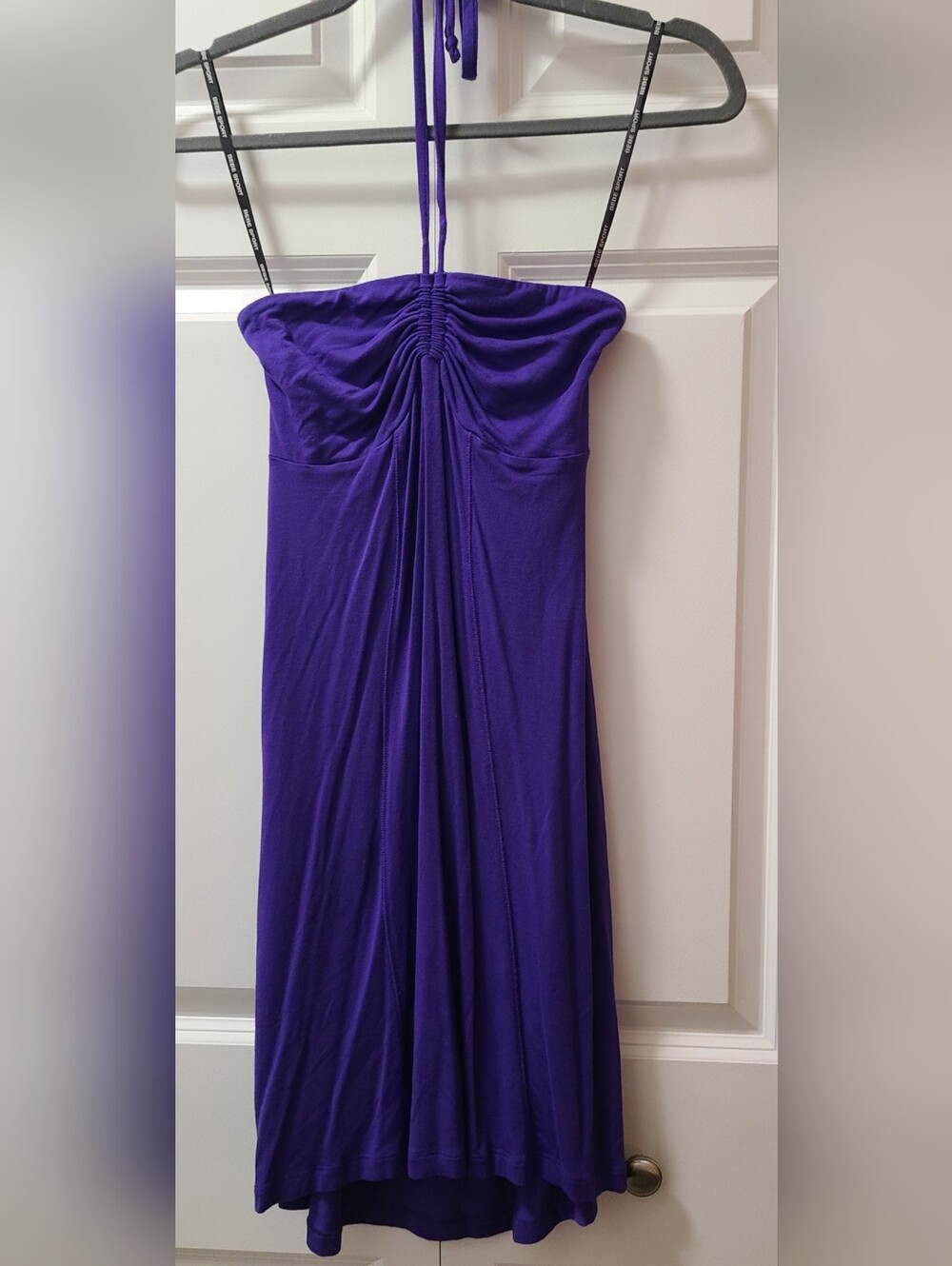 bebe Strapless Purple Halter Maxi Dress-size Small